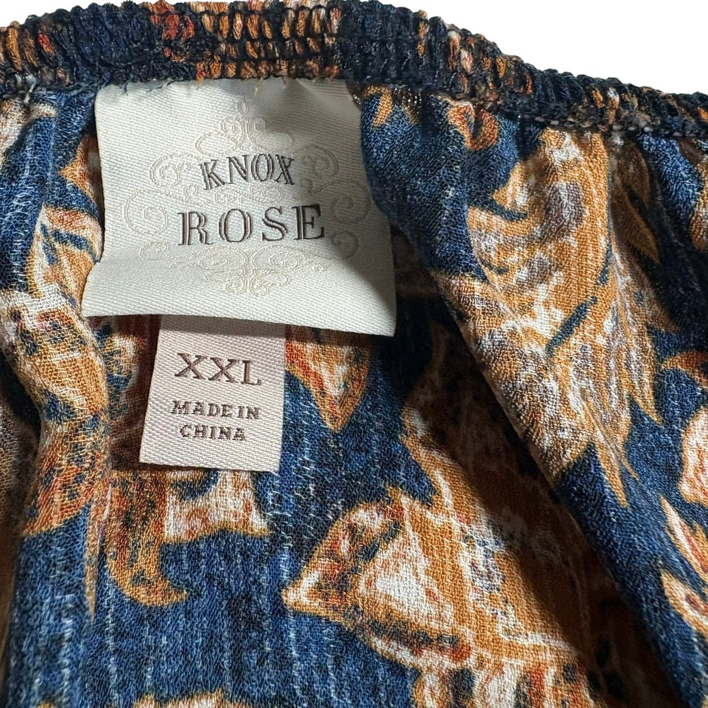 Knox Rose Off The Shoulder Blouse XXL Navy Floral Crochet Lace Trim Boho Top - Picture 3 of 8